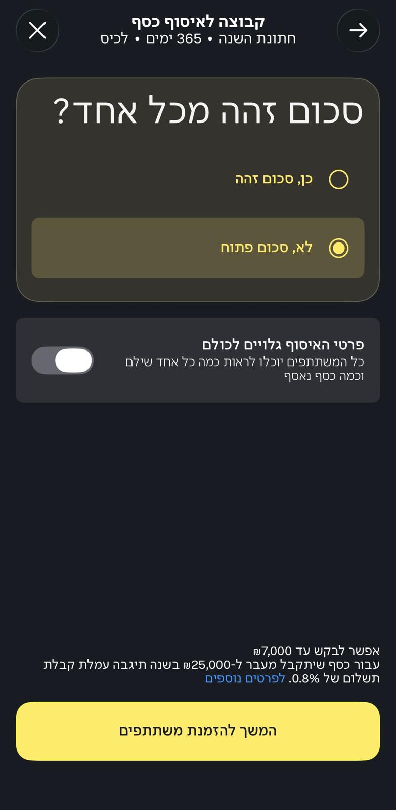 סכום פתוח ונראות - 1